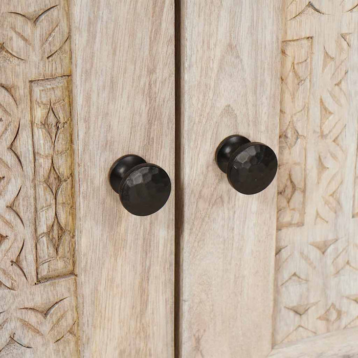 Comodino Beige 50 x 33 x 60 cm legno massello di mango 4018127