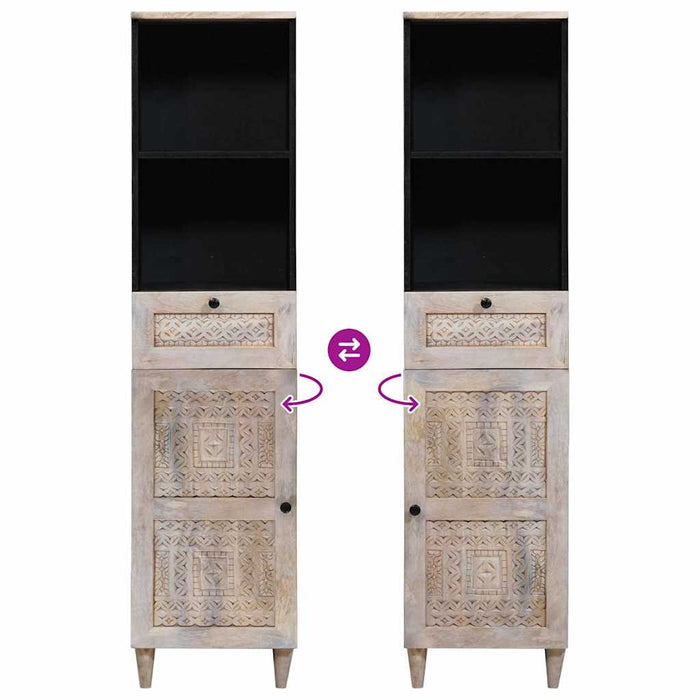 Mobile da Bagno Bianco 38 x 33.5 x 160 cm Legno Massiccio Mango 4018138