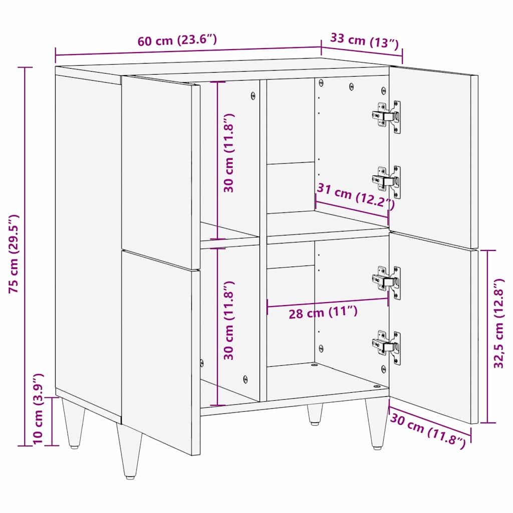 vidaXL Credenza Bianco 33.5 x 60 x 75 cm