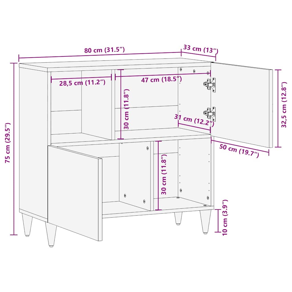 vidaXL Credenza Bianco 33.5 x 80 x 75 cm