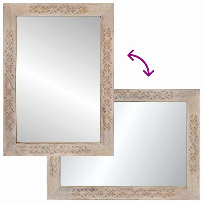 Specchio Bianco 57 x 70 x 3 cm legno massello di mango 4018147
