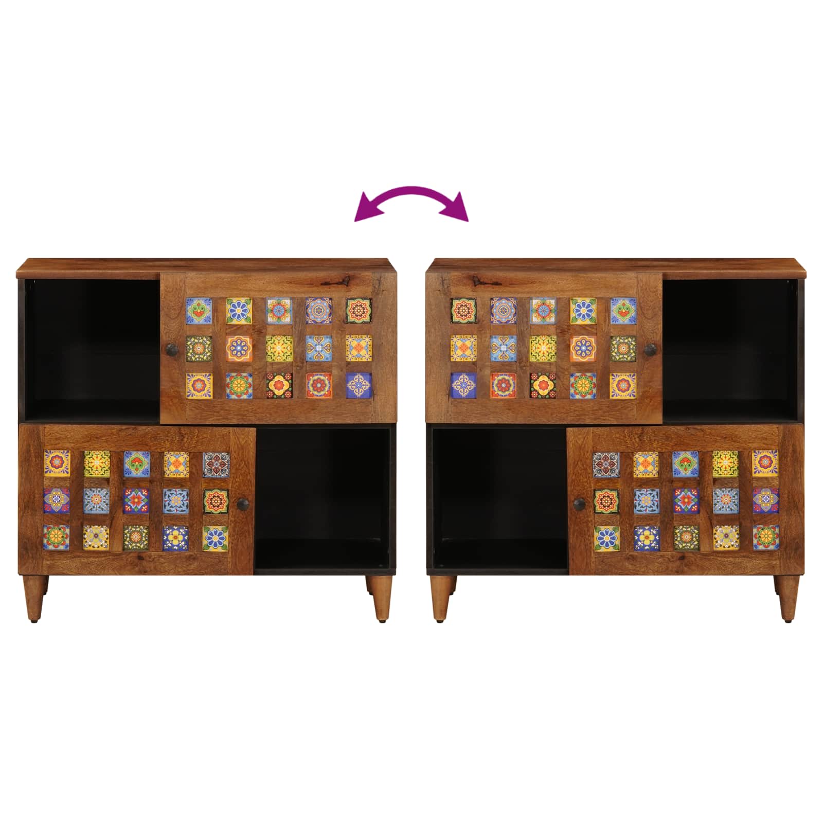 Credenza Noce 80 x 33,5 x 75 cm Legno di mango massello 4018251