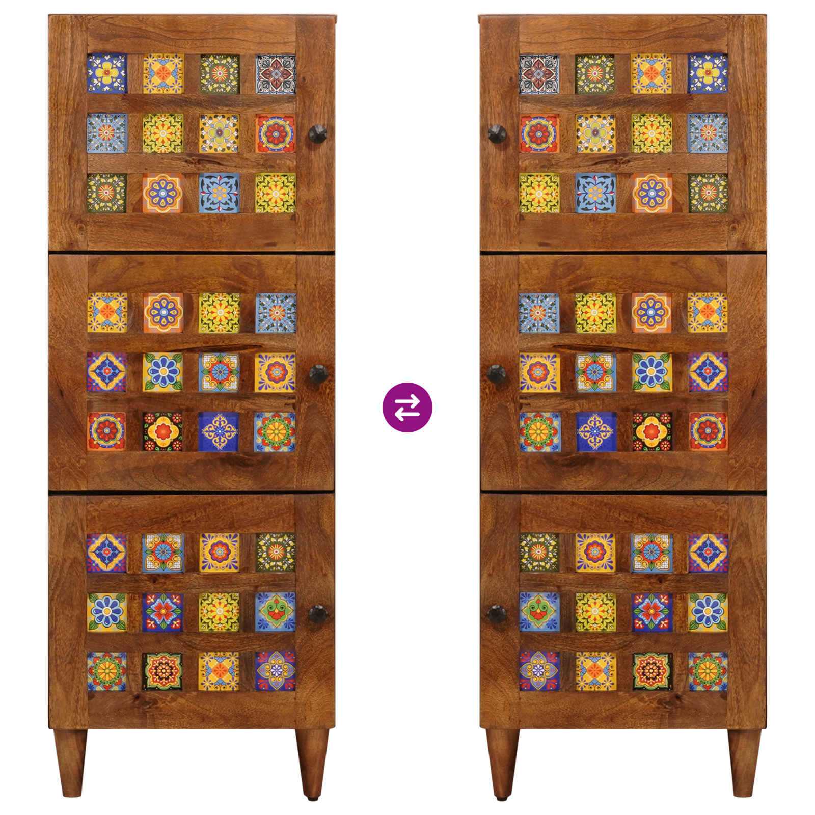 Credenza Noce 40 x 33,5 x 110 cm Legno di mango massello 4018253