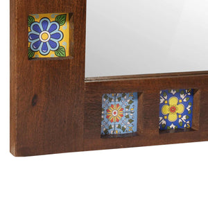 Specchio da bagno-Specchio decorativo Noce 50 x 70 x 3 cm Legno di mango massello
