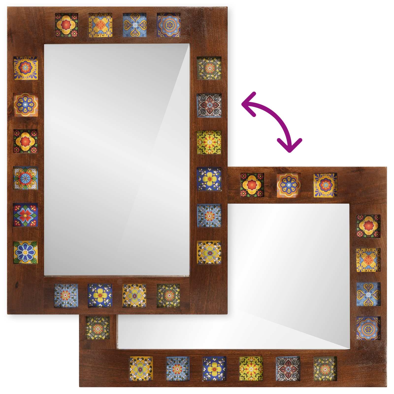 Specchio da bagno Noce 50 x 70 x 3 cm Legno di mango massello 4018255