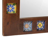 Specchio da bagno-Specchio decorativo Noce 50 x 70 x 3 cm Legno di mango massello