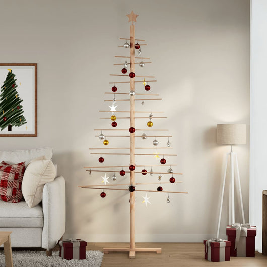 Albero di Natale Decorativo in Legno 210 cm Legno Massello Pino 4019695