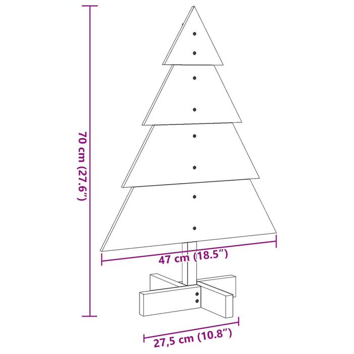 vidaXL Albero di Natale Decorativo in Legno 70 cm in Legno Massello