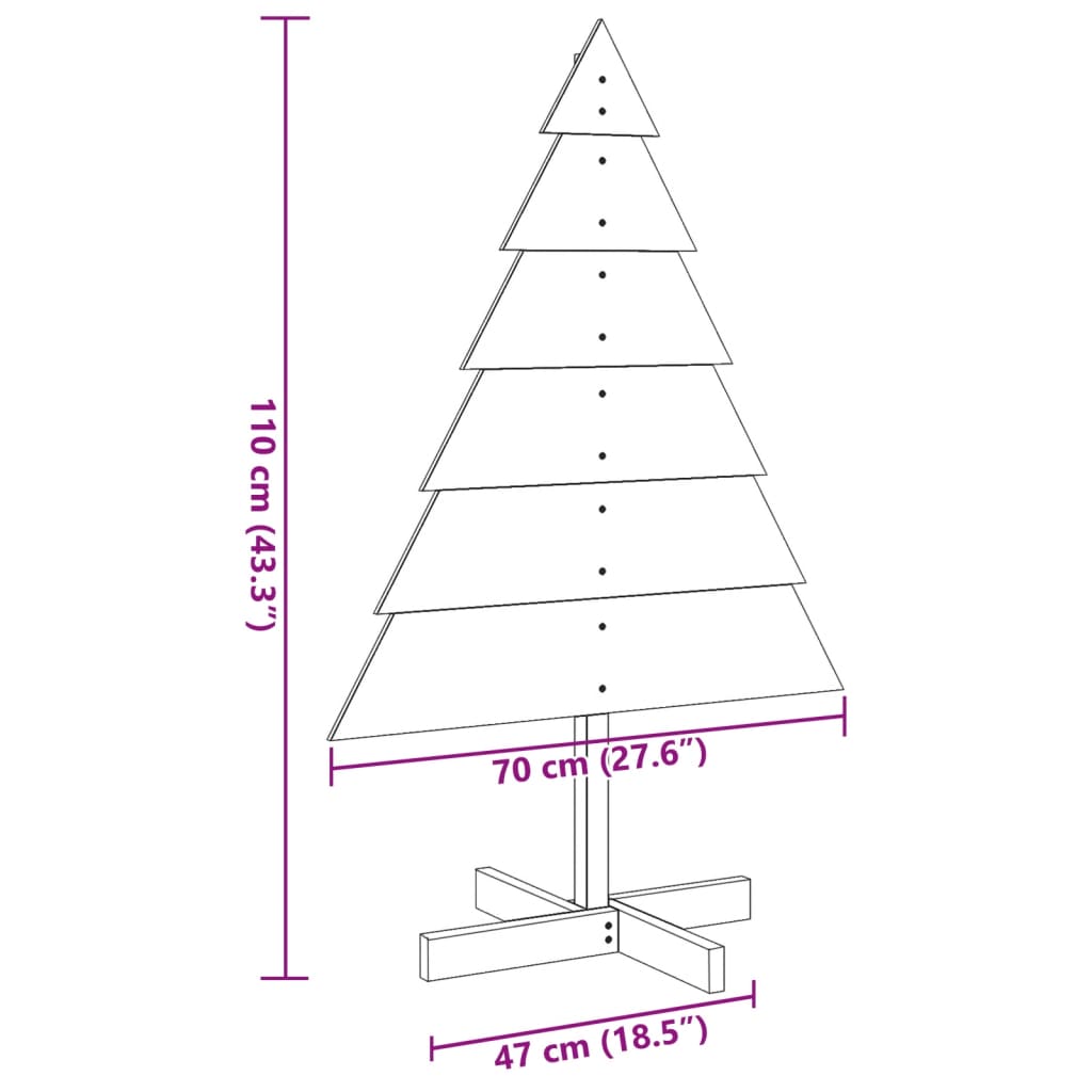 vidaXL Albero di Natale Decorativo in Legno 110 cm in Legno Massello