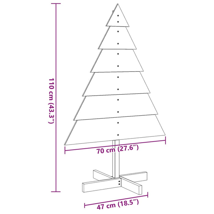 vidaXL Albero di Natale Decorativo in Legno 110 cm in Legno Massello