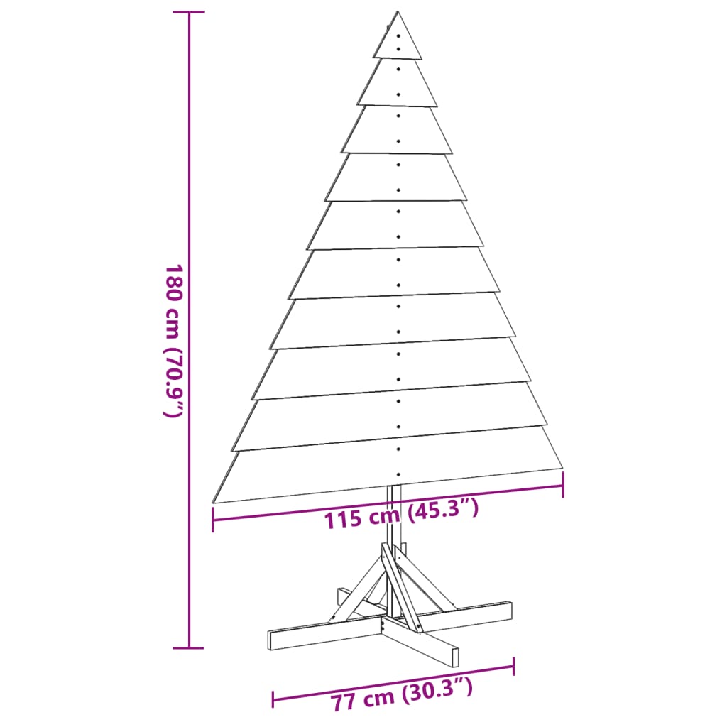 Albero di Natale Decorativo in Legno 180 cm in Legno Massello 4019702