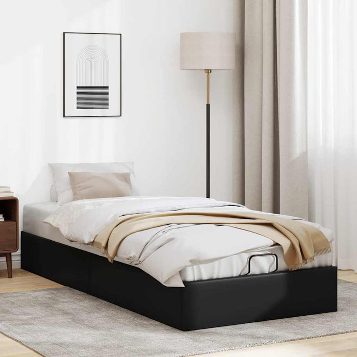 vidaXL Struttura Letto Pouf senza Materasso Nero 80x200 cm Similpelle