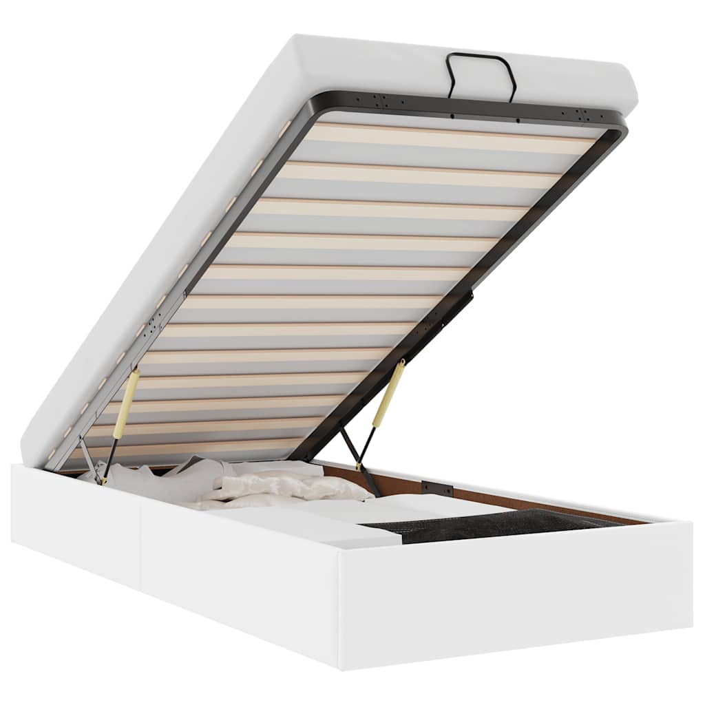 Struttura Letto Pouf senza Materasso Bianco 80x200cm Similpelle 3310770