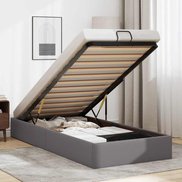 vidaXL Struttura Letto Pouf senza Materasso Grigio 90x190cm Similpelle