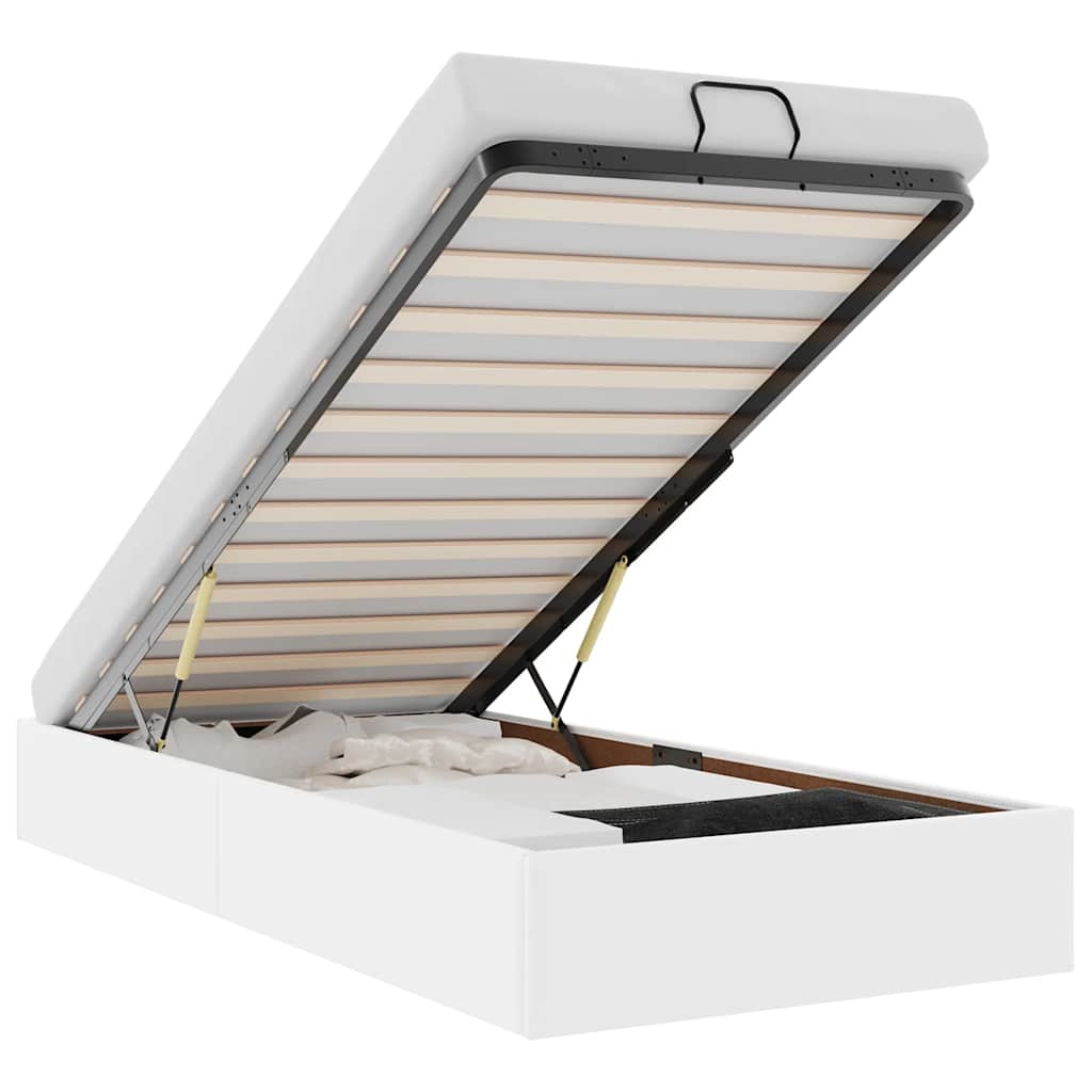 Struttura Letto Pouf senza Materasso Bianco 90x200cm Similpelle 3310780