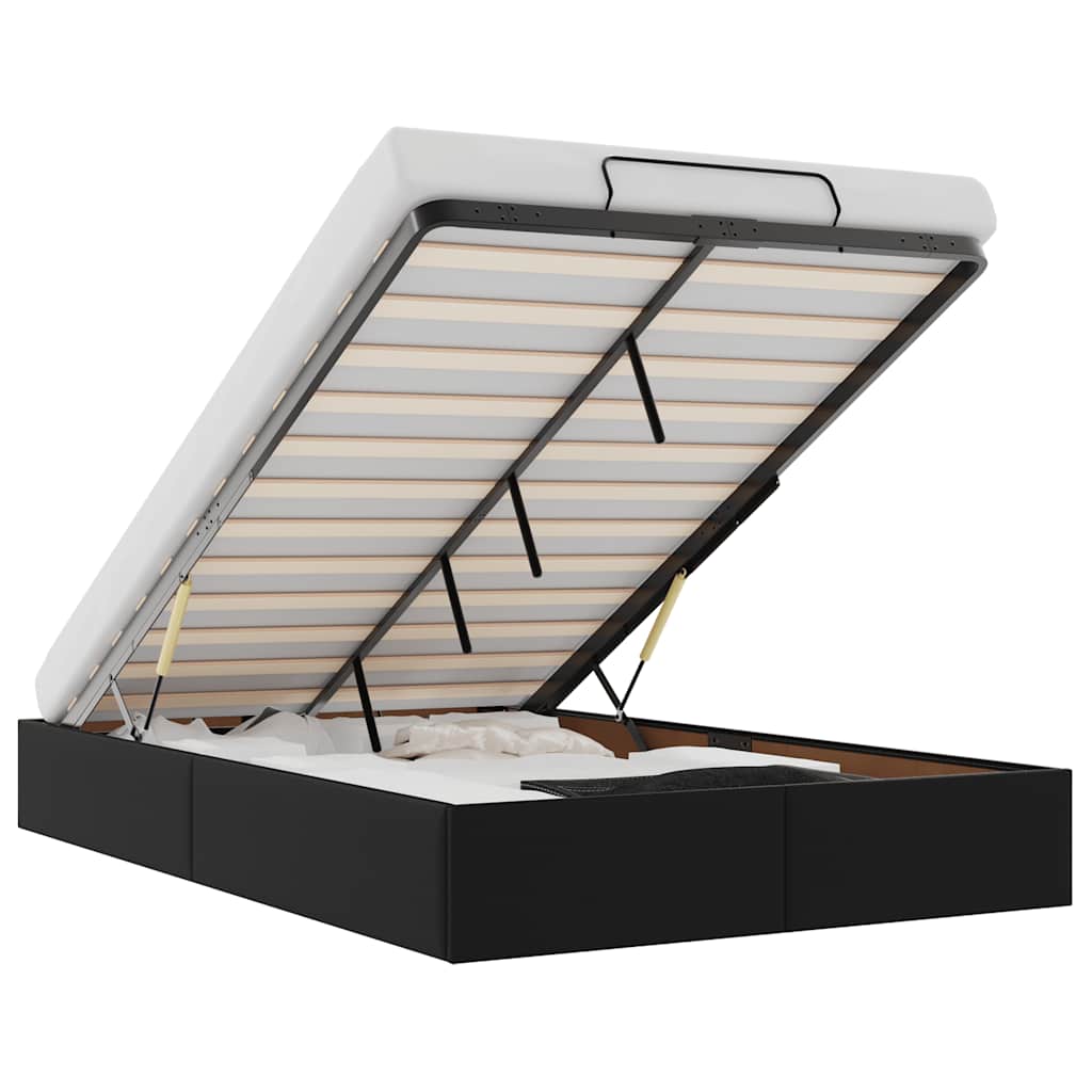 Struttura Letto Pouf senza Materasso Nero 120x200 cm Similpelle 3310794