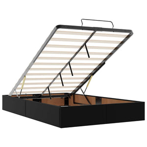 Struttura Letto Pouf senza Materasso Nero 120x200 cm Similpelle 3310794