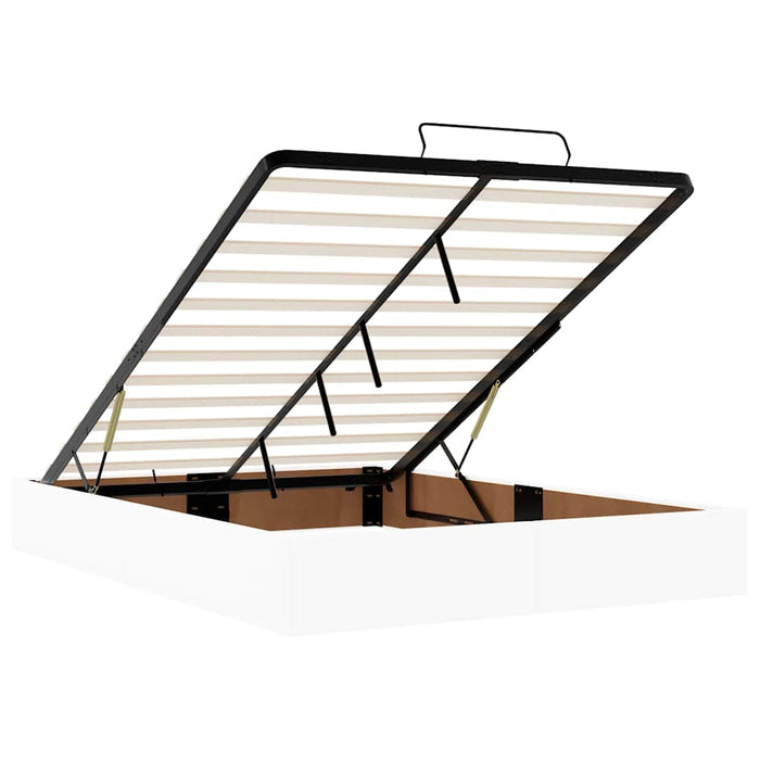 Struttura Letto Pouf con Materasso Bianco 140x190 cm Similpelle 3310800