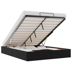 vidaXL Struttura Letto Pouf senza Materasso Nero 140x200 cm Similpelle