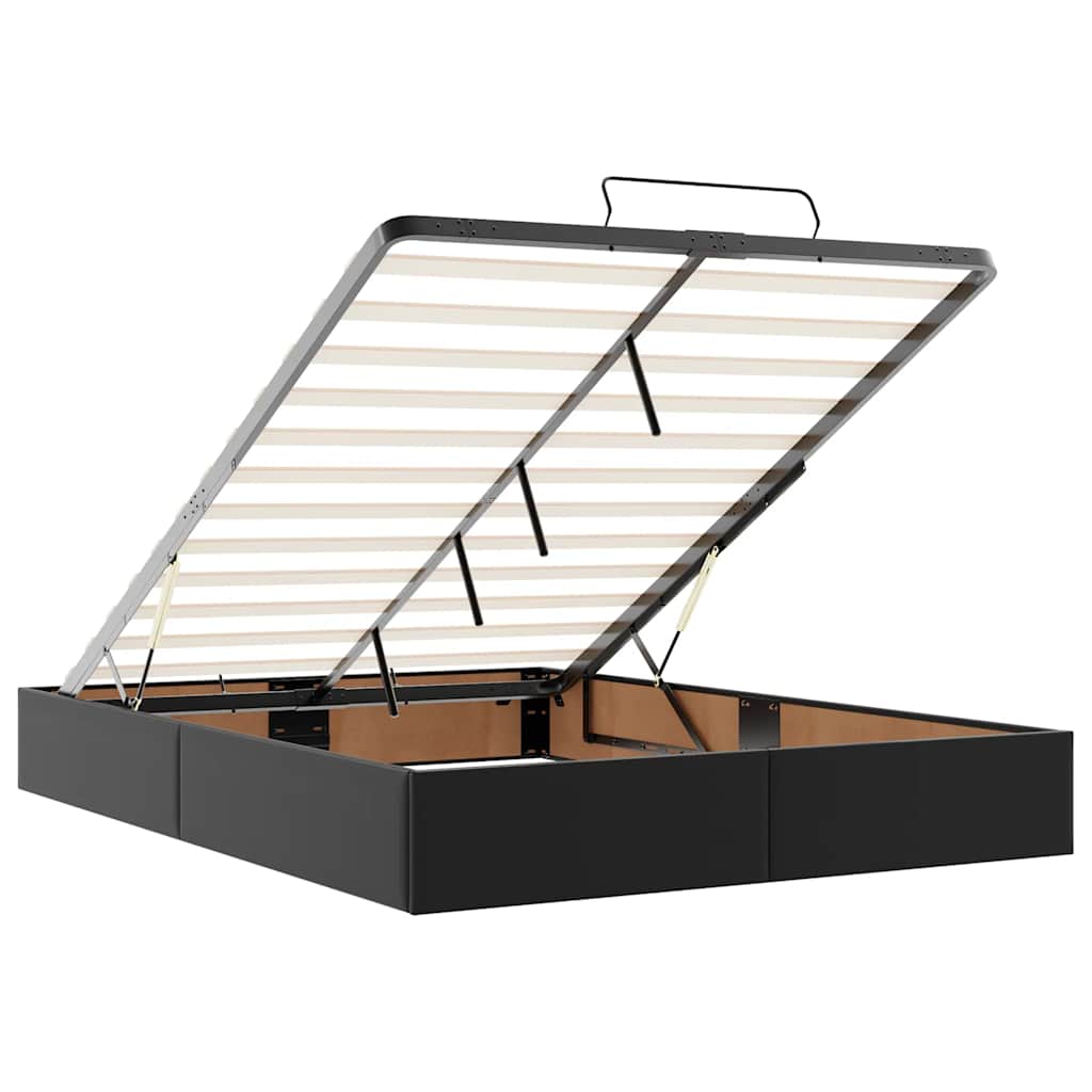 vidaXL Struttura Letto Pouf senza Materasso Nero 140x200 cm Similpelle