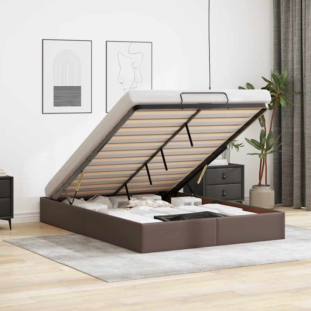 vidaXL Struttura Letto Pouf senza Materasso 140x200 cm Similpelle