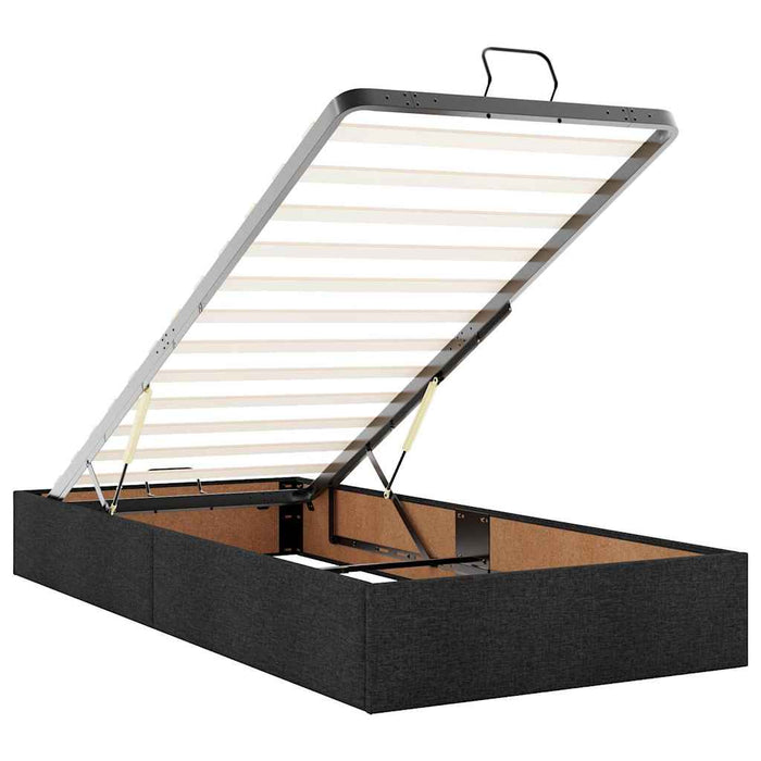 Struttura Letto Pouf senza Materasso Nero 90x200 cm in Tessuto 3310849