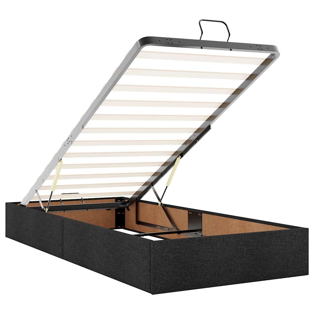 Struttura Letto Pouf senza Materasso Nero 100x200 cm in Tessuto 3310856