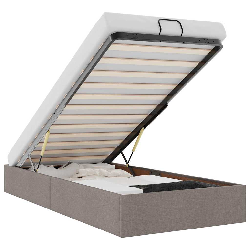 Struttura Letto Pouf senza Materasso Tortora 100x200cm Tessuto 3310858