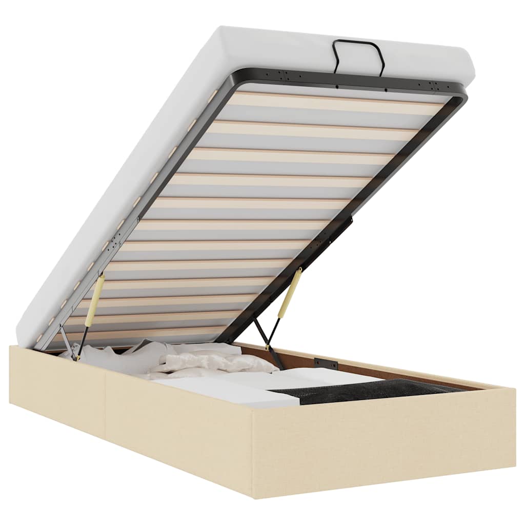 vidaXL Struttura Letto Pouf senza Materasso Crema 100x200 cm Tessuto