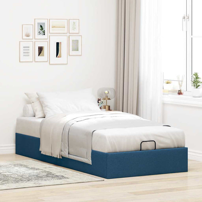 Struttura Letto Pouf senza Materasso Blu 100x200 cm in Tessuto