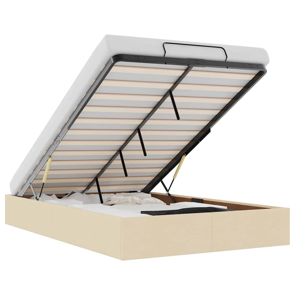 Struttura Letto Pouf senza Materasso Crema 120x200 cm Tessuto 3310873