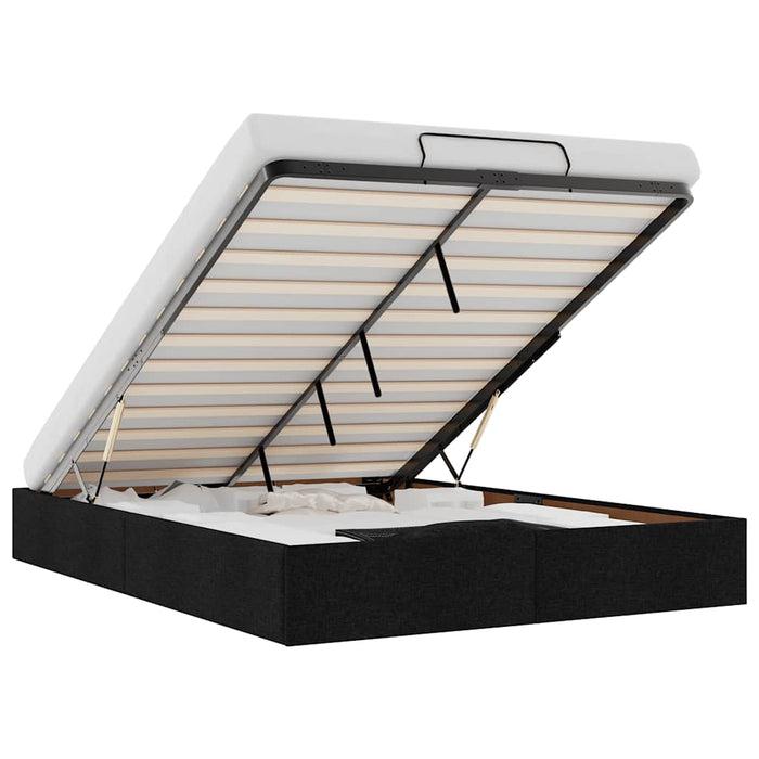 Struttura Letto Pouf senza Materasso Nero 140x190 cm in Tessuto