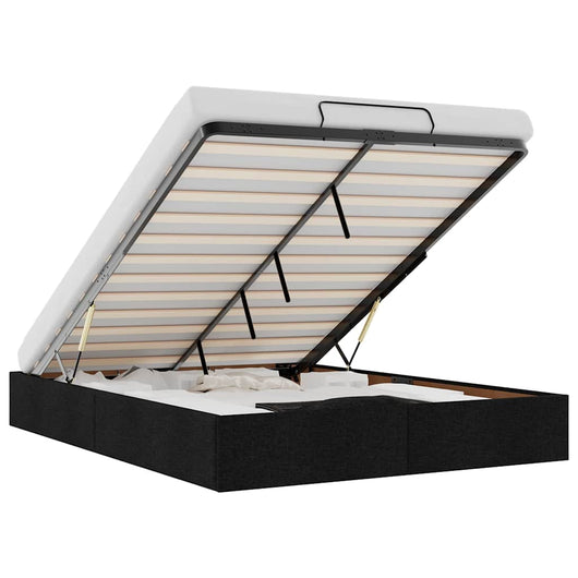 Struttura Letto Pouf senza Materasso Nero 140x200 cm in Tessuto 3310884