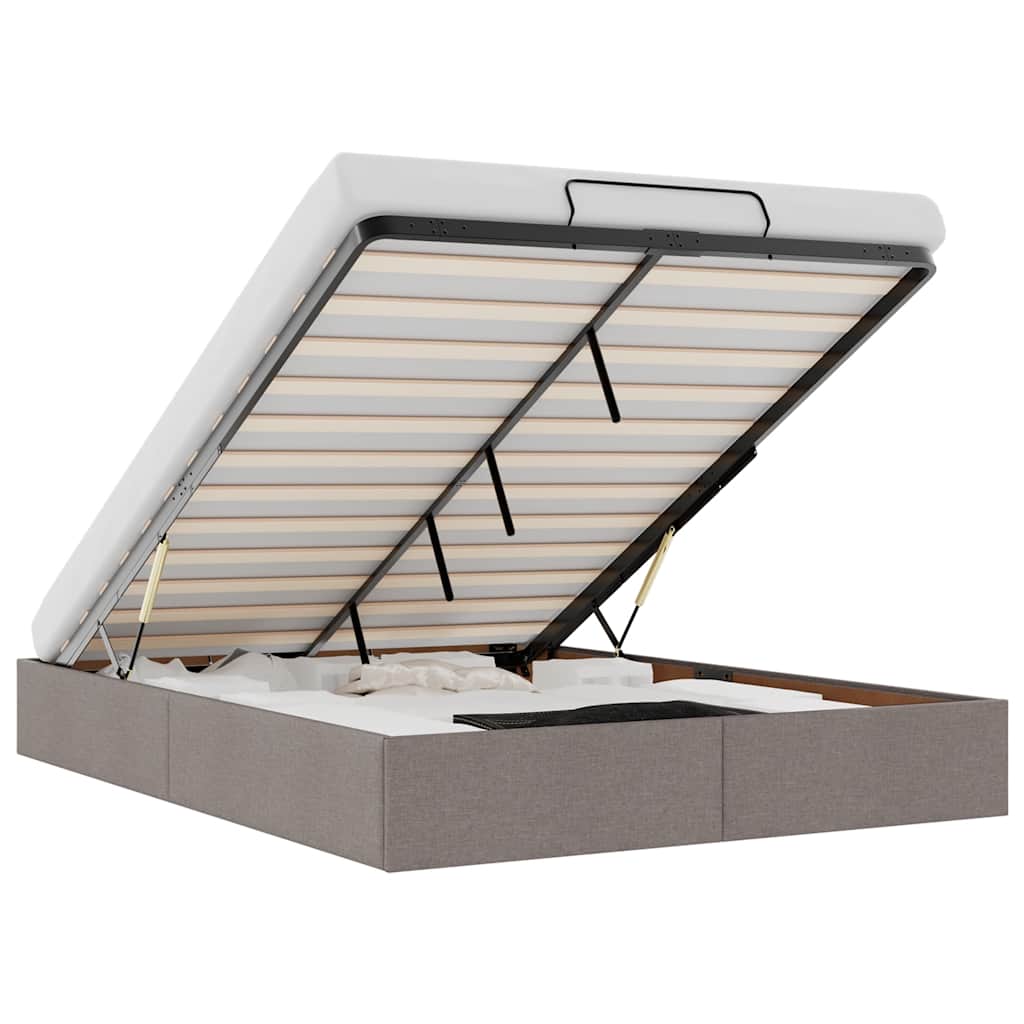 vidaXL Struttura Letto Pouf senza Materasso Tortora 140x200cm Tessuto