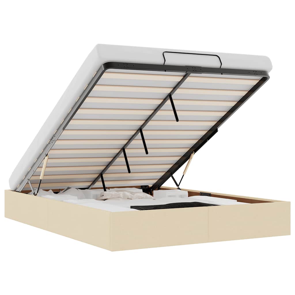 vidaXL Struttura Letto Pouf senza Materasso Crema 140x200 cm Tessuto