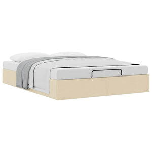 vidaXL Struttura Letto Pouf senza Materasso Crema 140x200 cm Tessuto