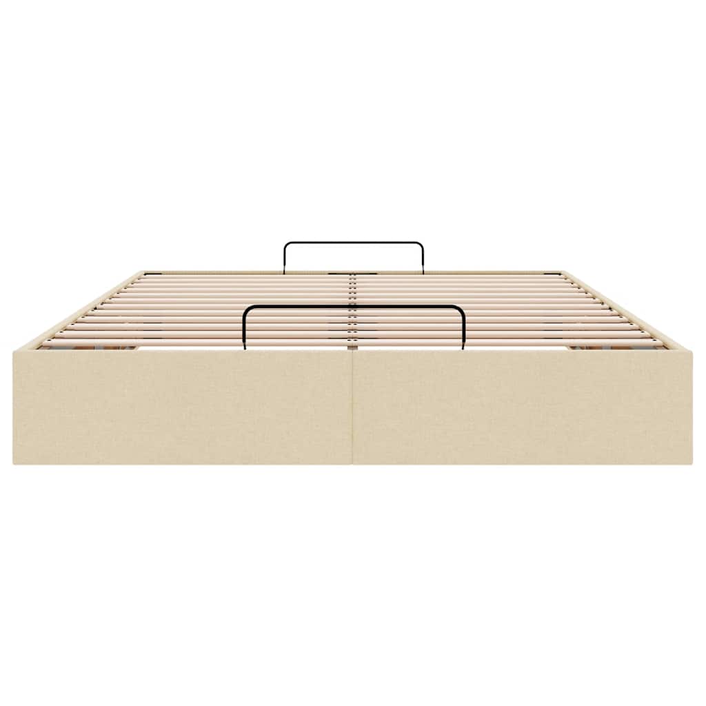 vidaXL Struttura Letto Pouf senza Materasso Crema 140x200 cm Tessuto