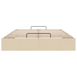 vidaXL Struttura Letto Pouf senza Materasso Crema 140x200 cm Tessuto