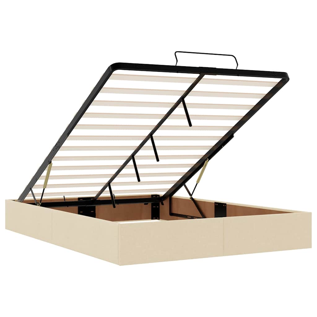 vidaXL Struttura Letto Pouf senza Materasso Crema 140x200 cm Tessuto