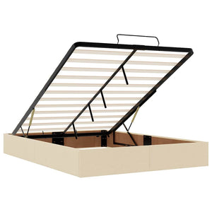 vidaXL Struttura Letto Pouf senza Materasso Crema 140x200 cm Tessuto