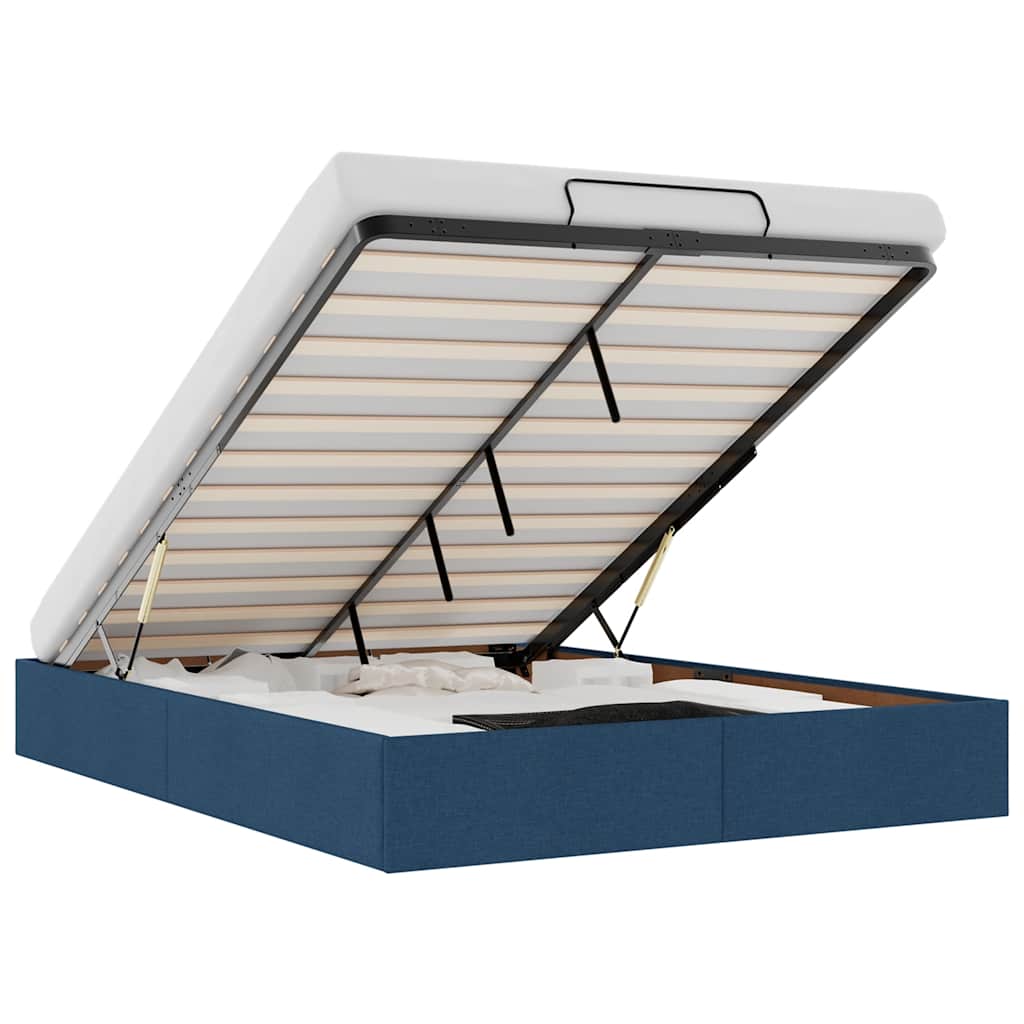 Struttura Letto Pouf senza Materasso Blu 140x200cm in Tessuto 3310888