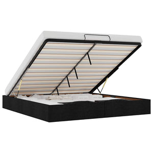 vidaXL Struttura Letto Pouf senza Materasso Nero 160x200 cm in Tessuto