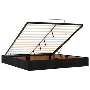 Struttura Letto Pouf senza Materasso Nero 180x200 cm in Tessuto 3310898