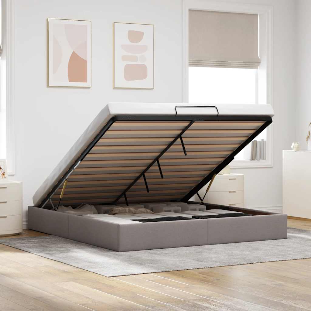 vidaXL Struttura Letto Pouf senza Materasso Tortora 180x200 cm Tessuto