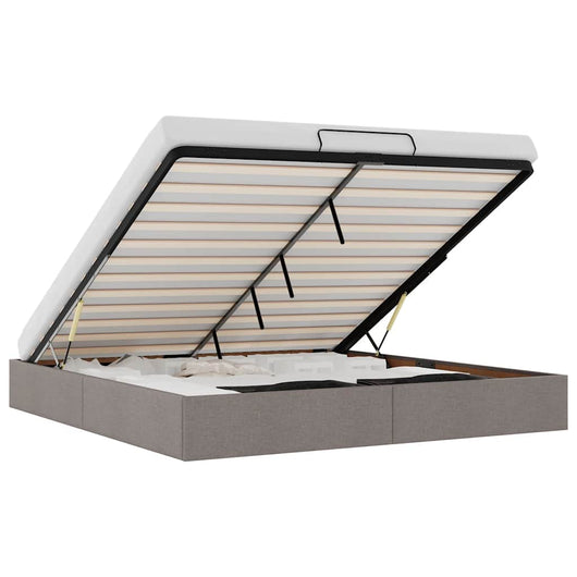 Struttura Letto Pouf senza Materasso Tortora 200x200 cm Tessuto 3310907