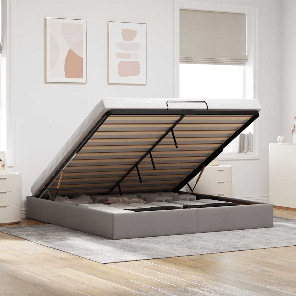 vidaXL Struttura Letto Pouf senza Materasso Tortora 200x200 cm Tessuto