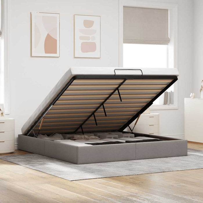 vidaXL Struttura Letto Pouf senza Materasso Tortora 200x200 cm Tessuto