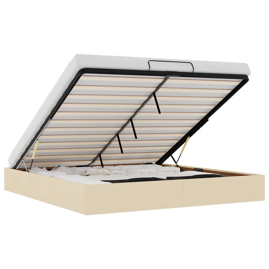 Struttura Letto Pouf senza Materasso Crema 200x200cm in Tessuto 3310908