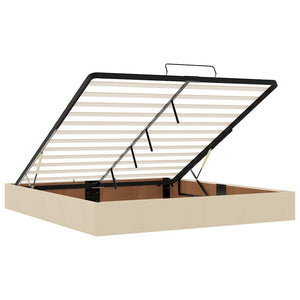 Struttura Letto Pouf senza Materasso Crema 200x200cm in Tessuto 3310908