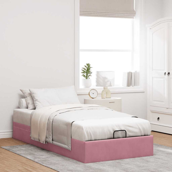 Struttura Letto Pouf Senza Materasso Rosa 80x200 cm Velluto 3310930